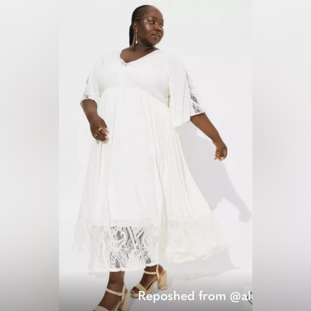 Torrid Festi White Lace /Gauze Maxi Dress 2X
